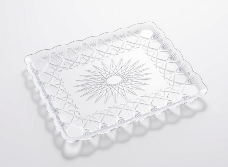 دیس مستطیلی شیرینی‌پزی شفاف طرح کریستال PLASTOO مدل ۲۶×۳۶ سانتی‌متر
